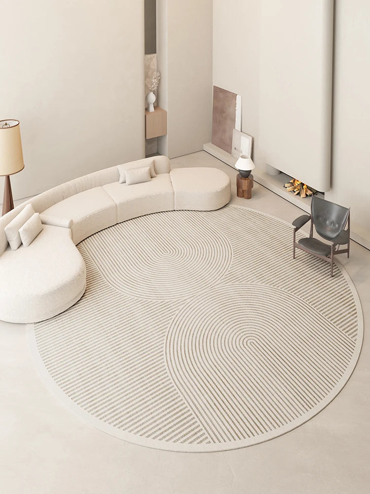 Cream Style Carpets for Living Room Thicken Plush Bedroom Decor Round Carpet Fluffy Soft Lounge Floor Mat Washable Cloakroom Rug